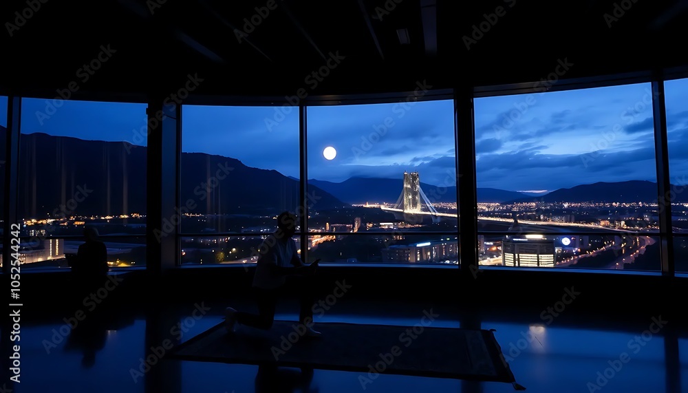 Fototapeta premium bridge over the river at night