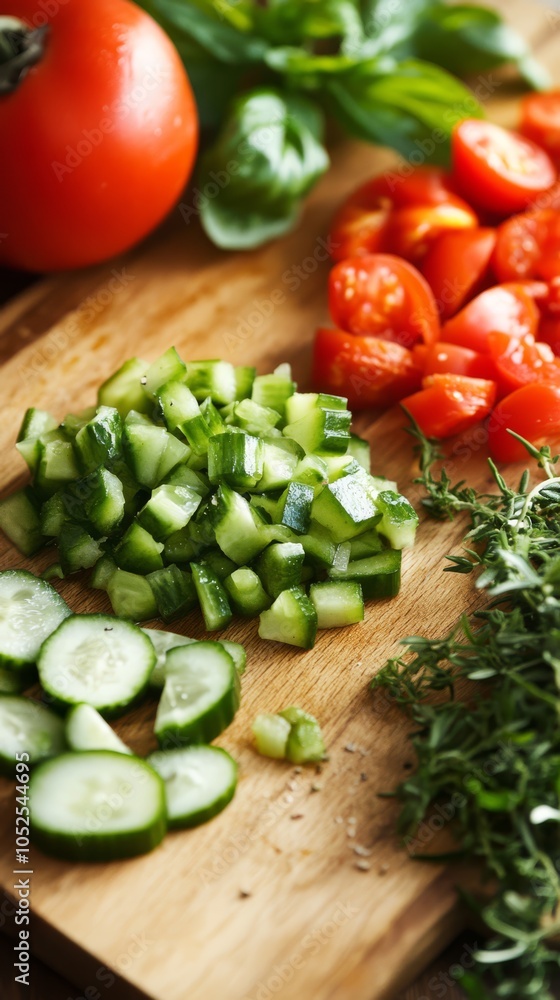 Summer Salad Prep: Fresh Cucumber and Tomato Slices Summer Salad Prep: Fresh Cucumber and Tomato Slices