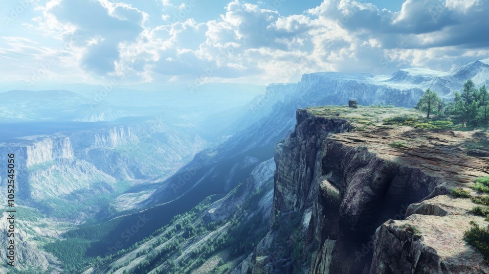 Fototapeta premium A Mountainous Landscape with a Cliff Edge