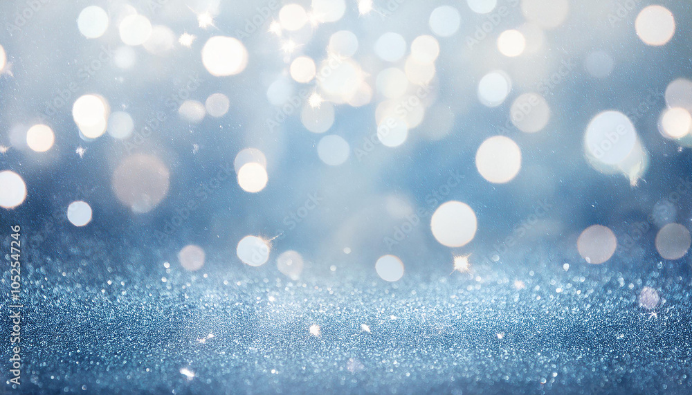 Obraz premium Blurred snowy backdrop with delicate bokeh lights. Frosted winter glow.