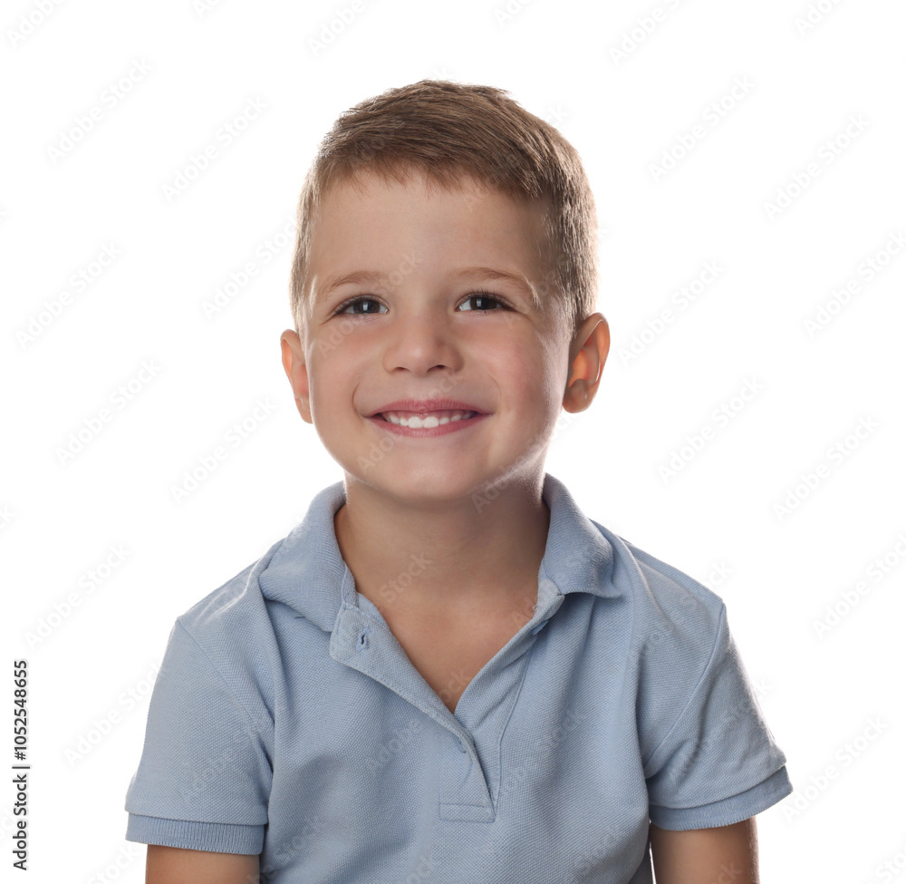 Portrait of cute little boy on white background Portrait of cute little boy on white background