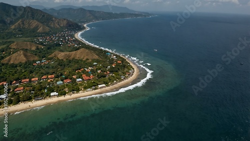 Aerial view of Mandalika's coastline.