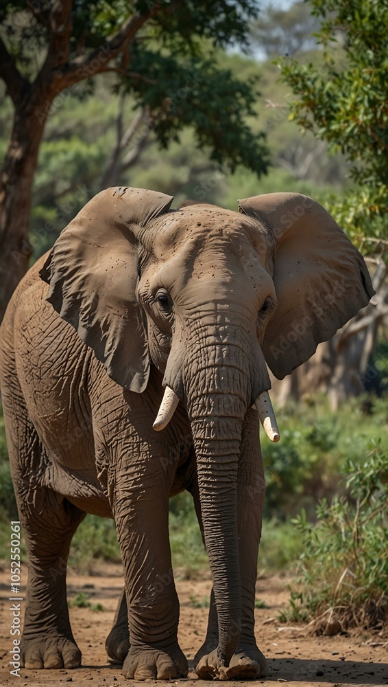 Fototapeta premium African elephant (Loxodonta africana) in its habitat.