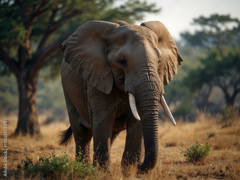 Fototapeta premium African elephant in its natural habitat.