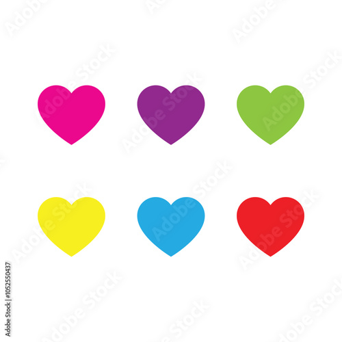 heart shape color set icon vector