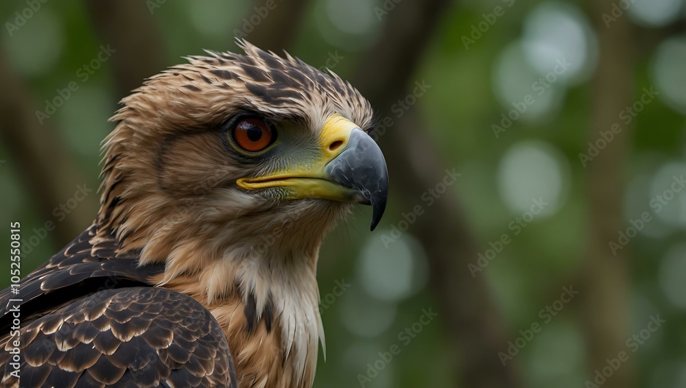 Obraz premium Angry Javan Hawk-Eagle in a frontal view.
