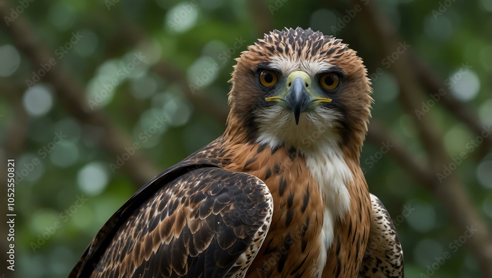 Angry Javan Hawk-Eagle in a frontal view. Angry Javan Hawk-Eagle in a frontal view.