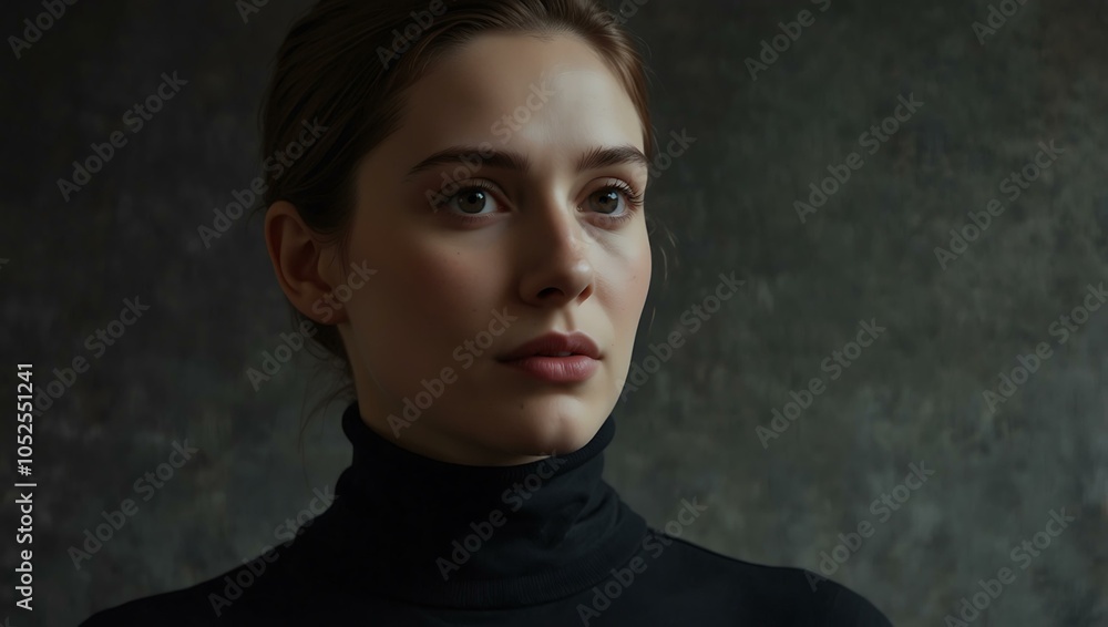 Art portrait of a woman in a black turtleneck. Art portrait of a woman in a black turtleneck.