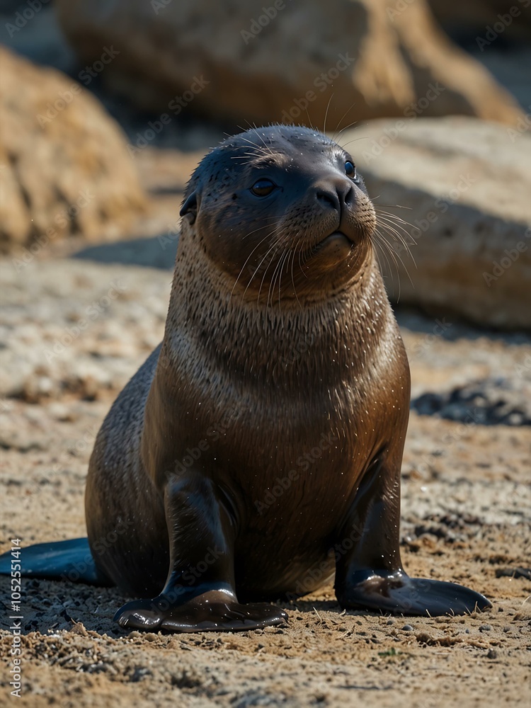 Fototapeta premium Australian fur seal in Narooma, NSW, June 2022.