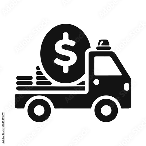 Black silhouette car with dollar vector icon design