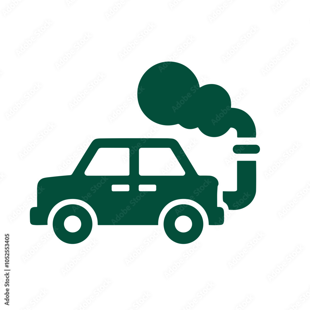 Stylized car emitting smoke logo design in green color representing pollution and automotive Stylized car emitting smoke logo design in green color representing pollution and automotive