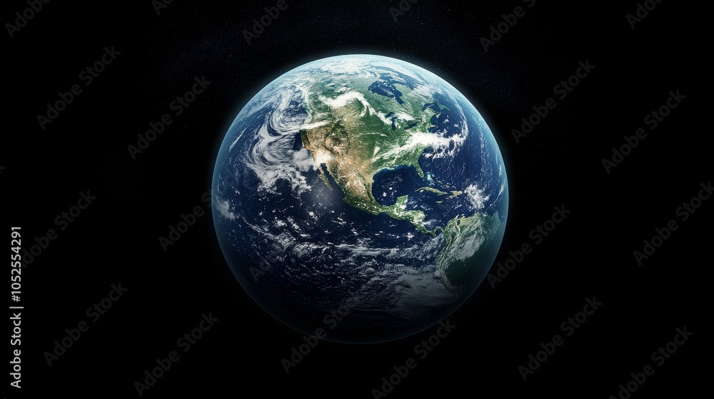 Aerial view of Earth showcasing North America under a starry night sky with vibrant colors Aerial view of Earth showcasing North America under a starry night sky with vibrant colors