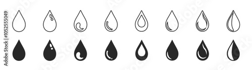 Water drop shape icon. Water drop icon different shape, water drops collection