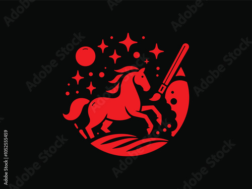 Horse Vector Illustration logo icon silhouette style