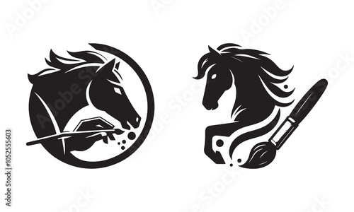 Horse Vector Illustration logo icon silhouette style