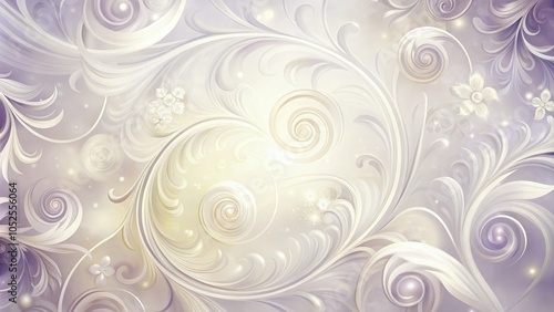 Elegant lavender and cream design featuring swirling patterns and delicate details. Generative AI