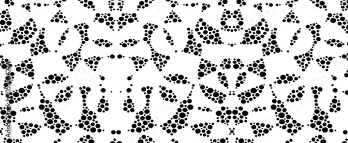 Monochrome texture composed of irregular graphic elements. Distressed uneven grunge background. Abstract vector illustration. Overlay for interesting effect and depth. Isolated on white background.