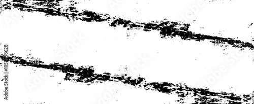 Monochrome texture composed of irregular graphic elements. Distressed uneven grunge background. Abstract vector illustration. Overlay for interesting effect and depth. Isolated on white background.