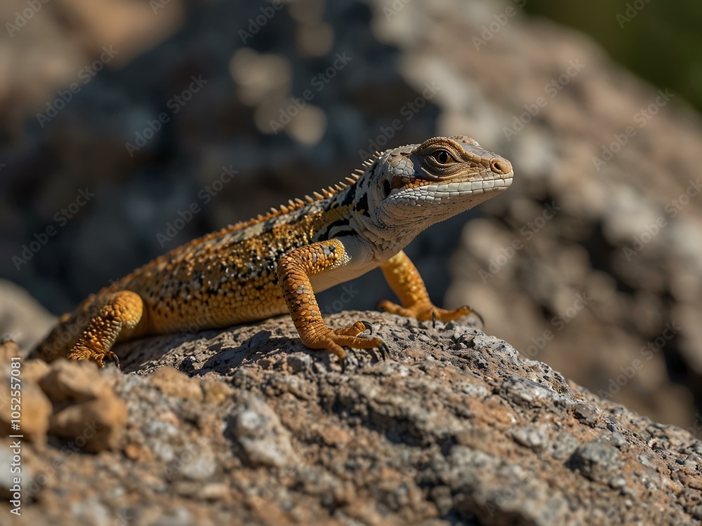 Close-up of an Agamidae lizard on a rock. Close-up of an Agamidae lizard on a rock.