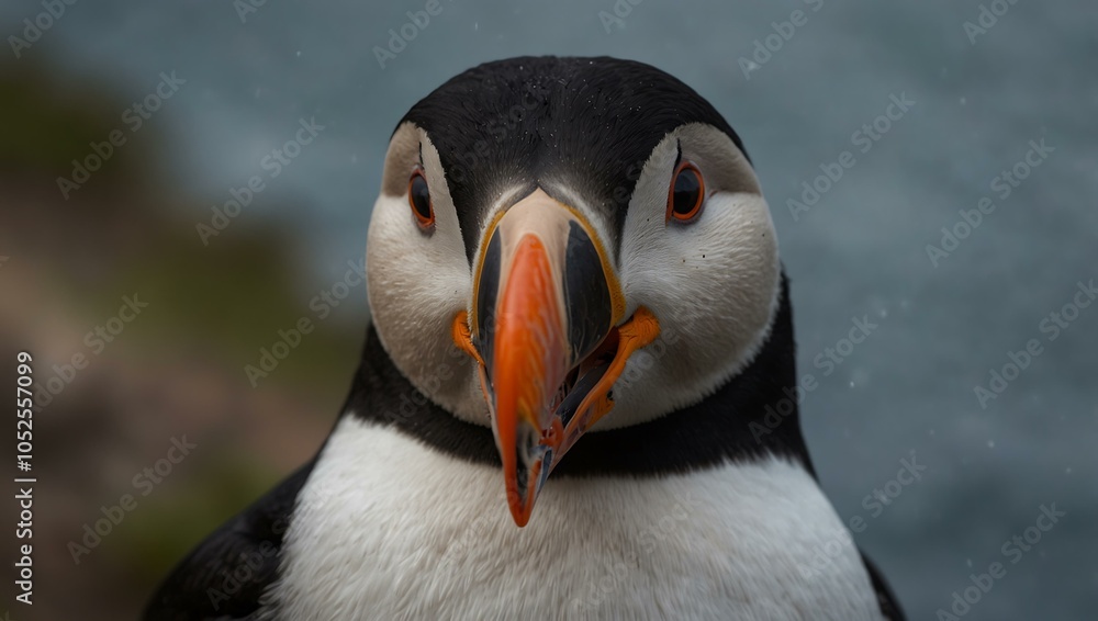 Naklejka premium Close-up of an Atlantic puffin.