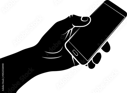 Silhouette Of Hand Holding Mobile Phone 