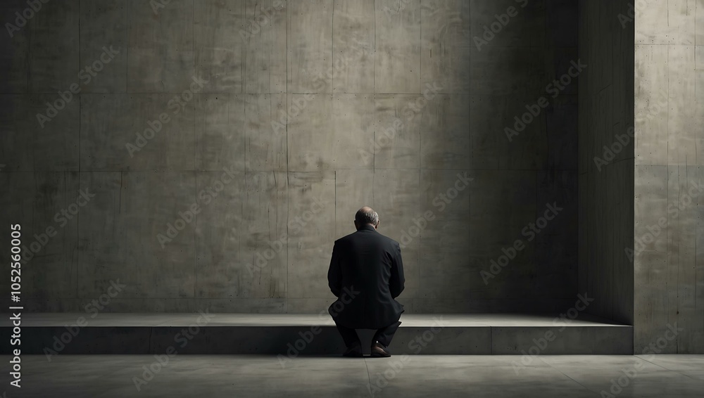 Contemplative figure symbolizing solitude against a minimalistic background. Contemplative figure symbolizing solitude against a minimalistic background.