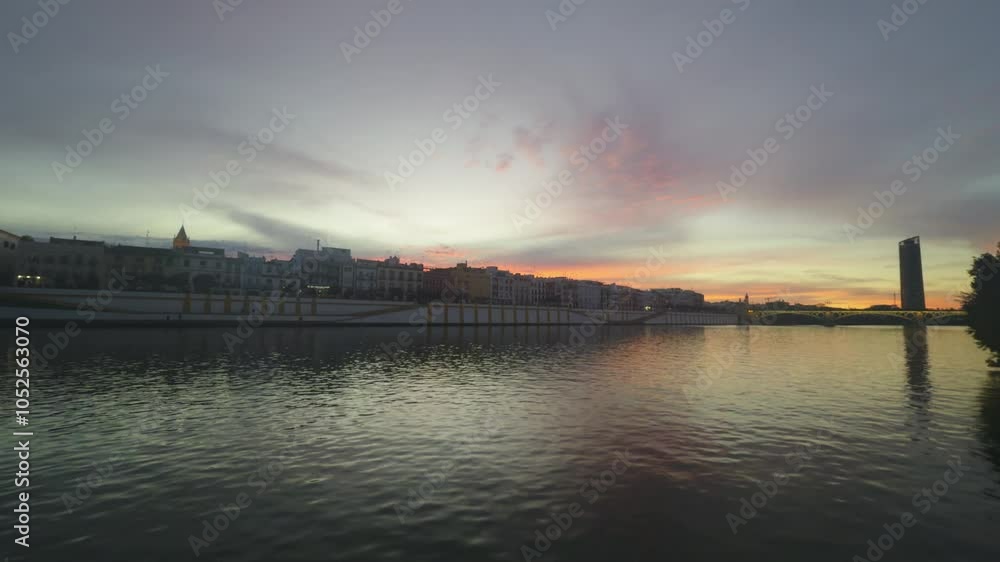 angular view of the guadalquivir river and triana, seville, spain angular view of the guadalquivir river and triana, seville, spain