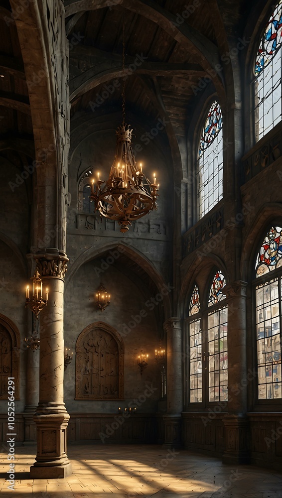 Obraz premium Fantasy medieval Great Hall in a royal palace.
