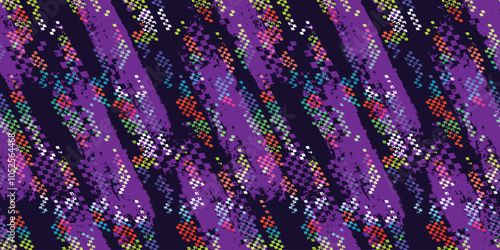 Abstract seamless grunge pattern in purple colors. Squares print for boy and girl sport textile, clothes, wrapping paper. Urban style background with textured geometric elements. Grunge wallpaper