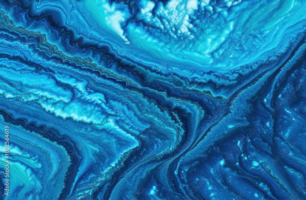 Naklejka premium a stunning blue and black marbled pattern with vibrant blue and deep black colors swirled together in an abstract and mesmerizing design.