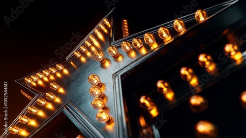 Starlight Dreams:  A mesmerizing close-up of a glowing star-shaped sign, bathed in the warm glow of incandescent bulbs. The image evokes a sense of hope, aspiration, and a yearning for brighter times.
