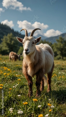 Wallpaper Mural Goat grazing in a meadow. Torontodigital.ca