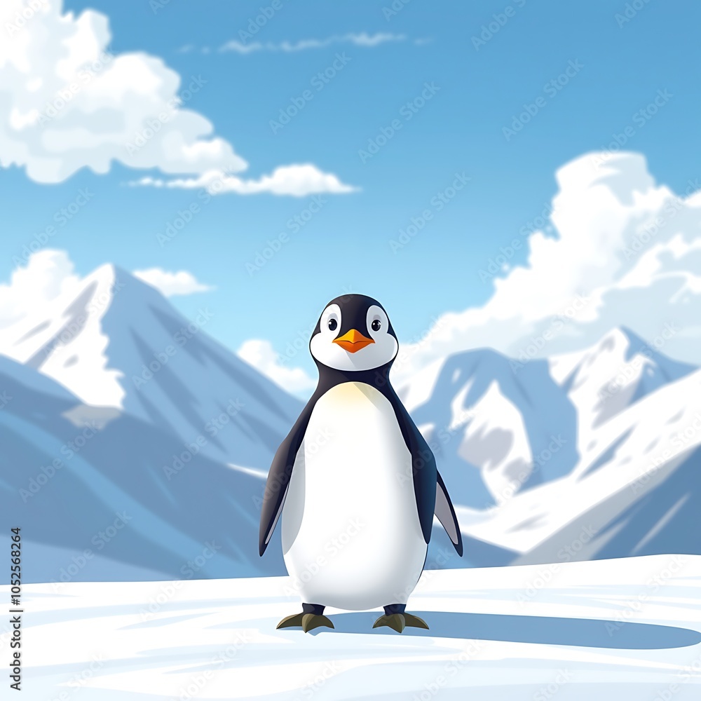 Fototapeta premium cute penguin illustration style