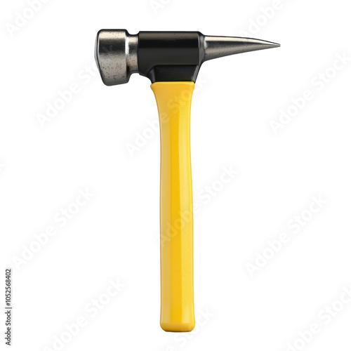 Hammer with a yellow handle, isolated on a white background. transparent background.