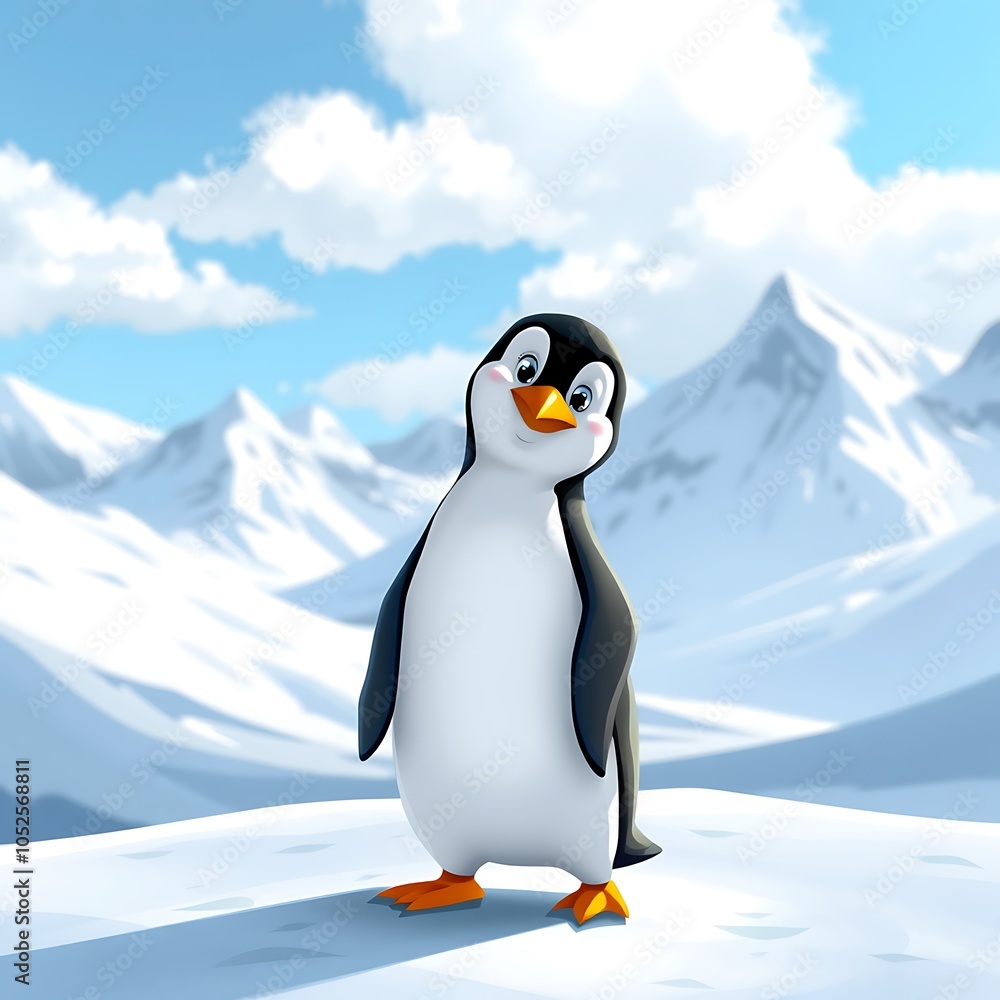 Obraz premium cute penguin illustration style