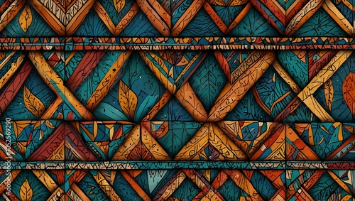 Hand-drawn seamless geometric pattern.