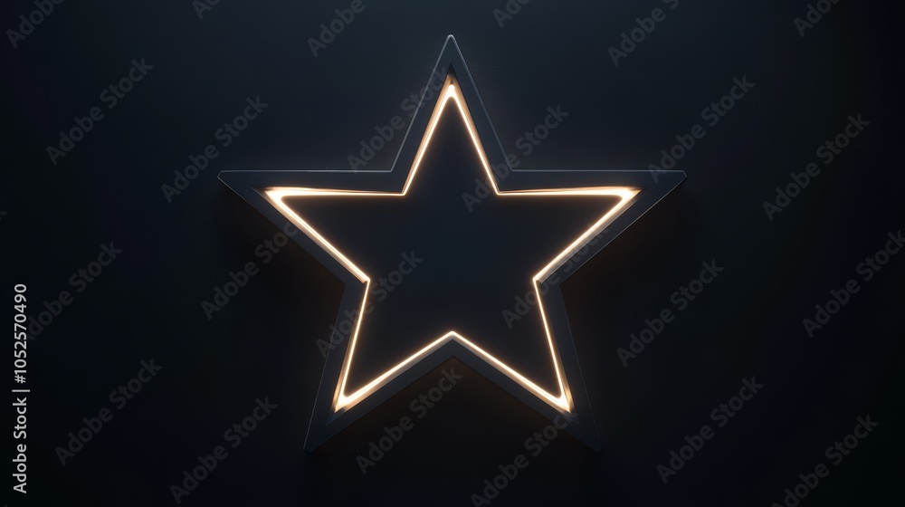 Glowing Star Icon: Minimalistic 3D Render of a shining star, a symbol of hope, success, and aspiration. The star's soft glow against the dark background creates a captivating and impactful visual. Glowing Star Icon: Minimalistic 3D Render of a shining star, a symbol of hope, success, and aspiration. The star's soft glow against the dark background creates a captivating and impactful visual.