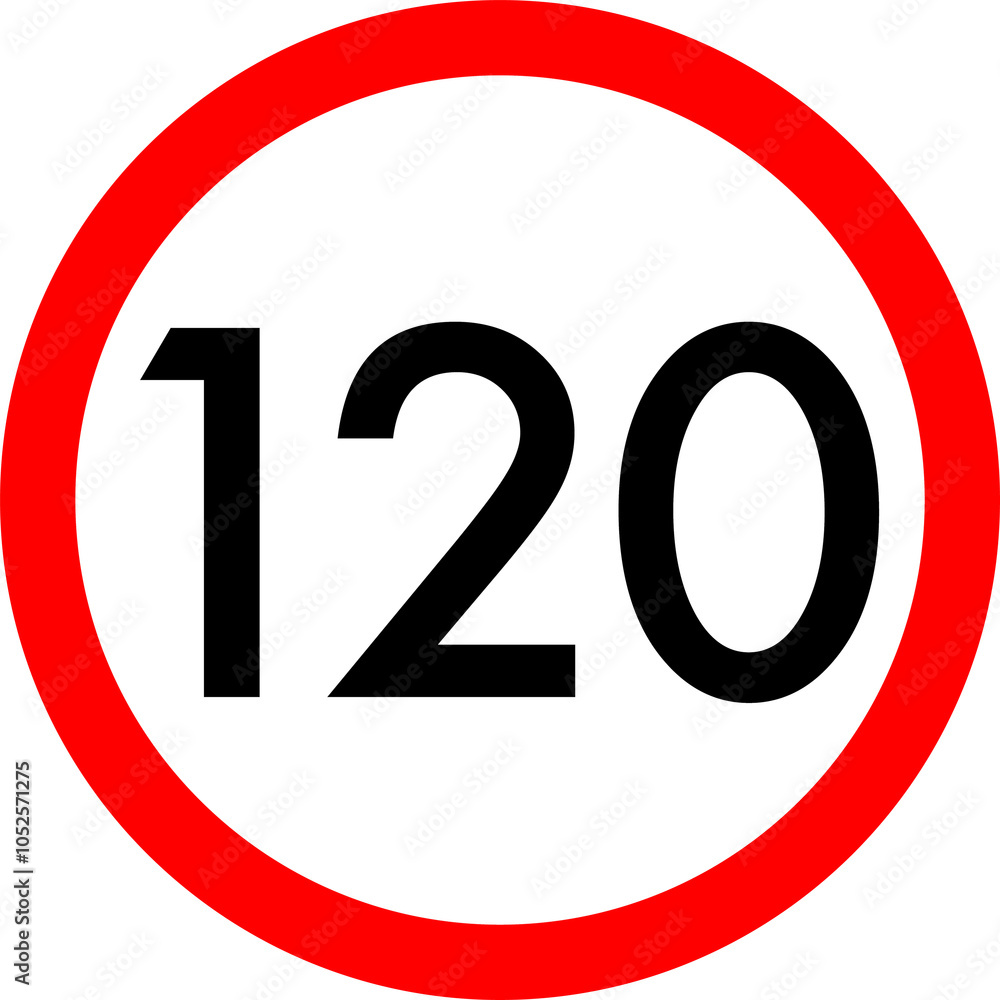 Speed limit 120 round road traffic icon Speed limit 120 round road traffic icon
