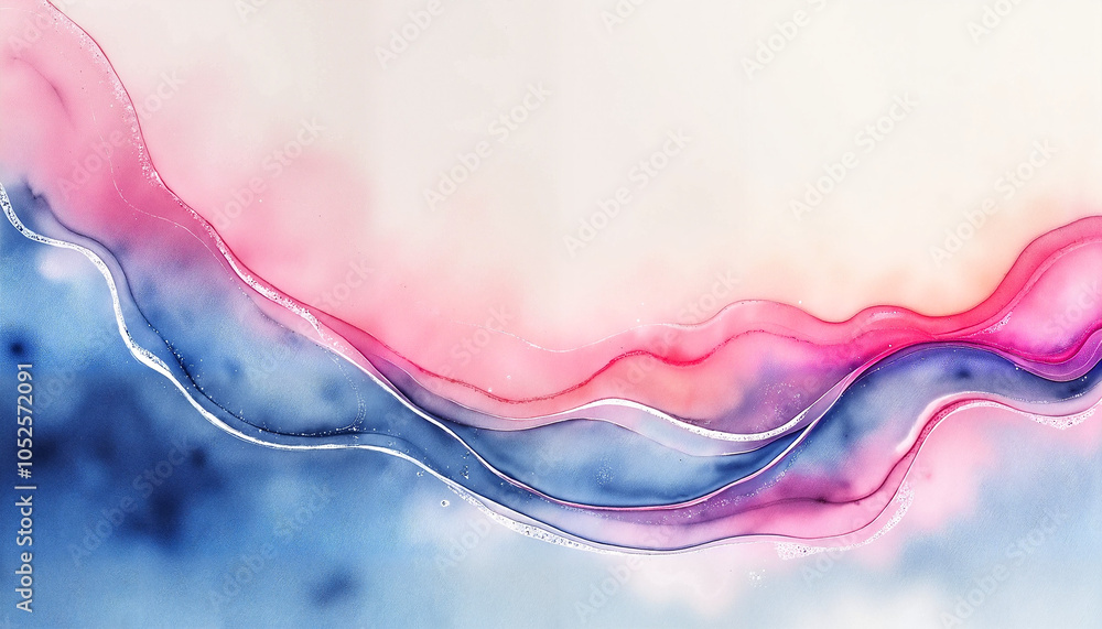 Obraz premium Abstract colorful fluid art with flowing lines in pink and blue tones, modern artistic design