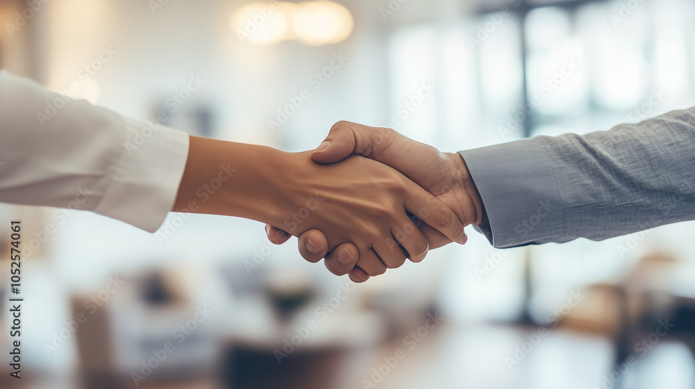 Close-up of a handshake between two people in a bright, modern office, symbolizing partnership, trust, and professional agreement. Close-up of a handshake between two people in a bright, modern office, symbolizing partnership, trust, and professional agreement.