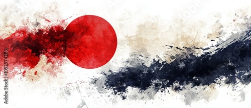 Abstract Grunge Japanese Flag Art Illustration