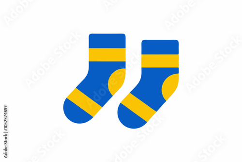 World Down Syndrome Day Blue and Yellow Socks Vector Illustration