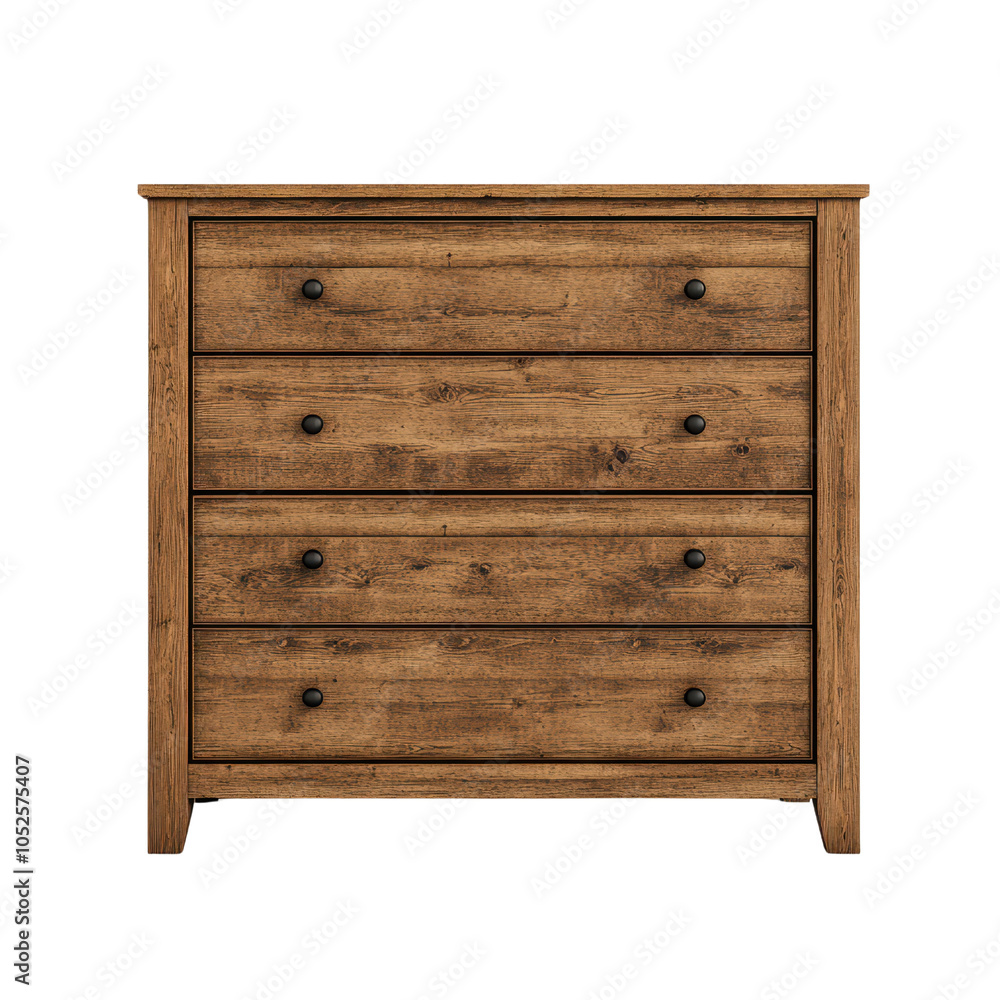 Wooden dresser with four drawers, rustic design, isolated on white background. transparent background. Wooden dresser with four drawers, rustic design, isolated on white background. transparent background.
