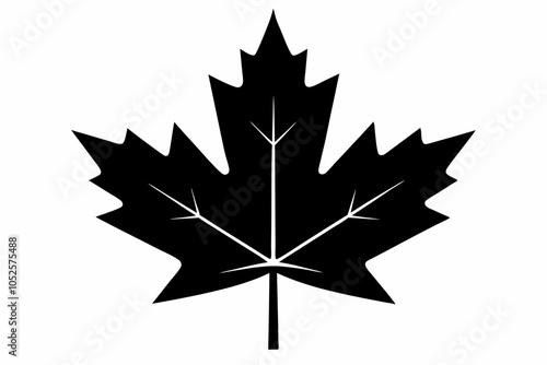 Canadian maple leaf black silhouette vector, maple leaf icon