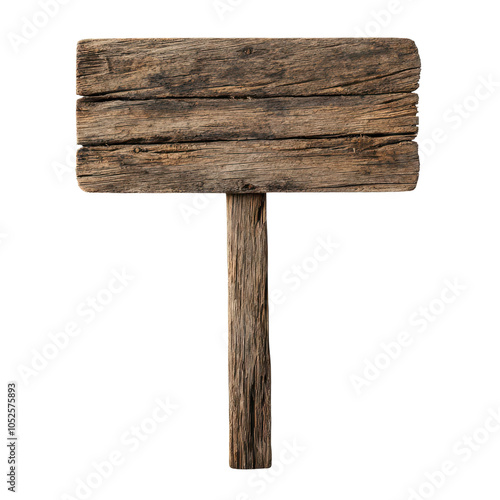 Wooden sign post, white isolated background. transparent background. photo