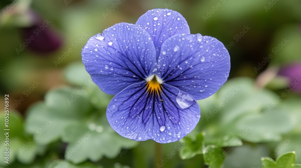 Beautiful purple flower with raindrops on petals Beautiful purple flower with raindrops on petals