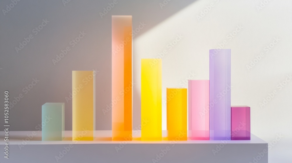 Colorful Transparent Bars on a White Surface Colorful Transparent Bars on a White Surface