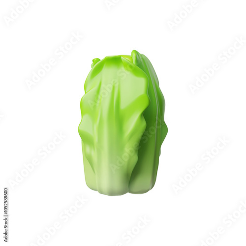 Whole Chinese cabbage 3D plastic style vector icon, glossy ripe green vegetable, salad ingredient, natural organic food