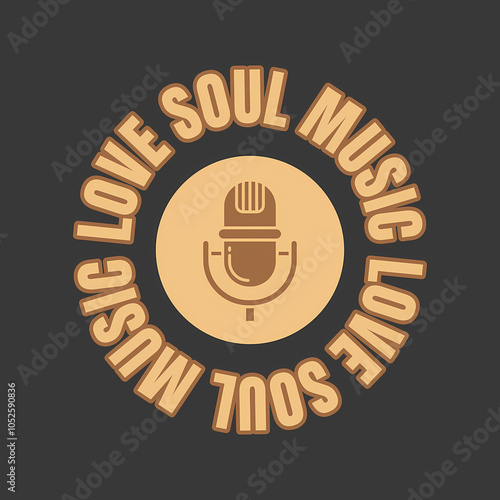 Love Soul Music = Circular LogoVector Style -illustration of a Vintage Microphone in the Centre photo