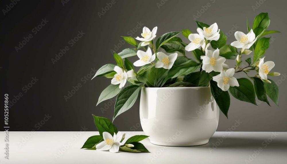 View of Plant with flowers on plain background View of Plant with flowers on plain background